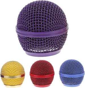 UPKOCH 4pcs Steel Mic Grilles - 2" Colorful Compatible for SM58 - Replacement Heads with Foam Filters | Multi-Color Set (Gold/Red/Purple/Sky Blue)