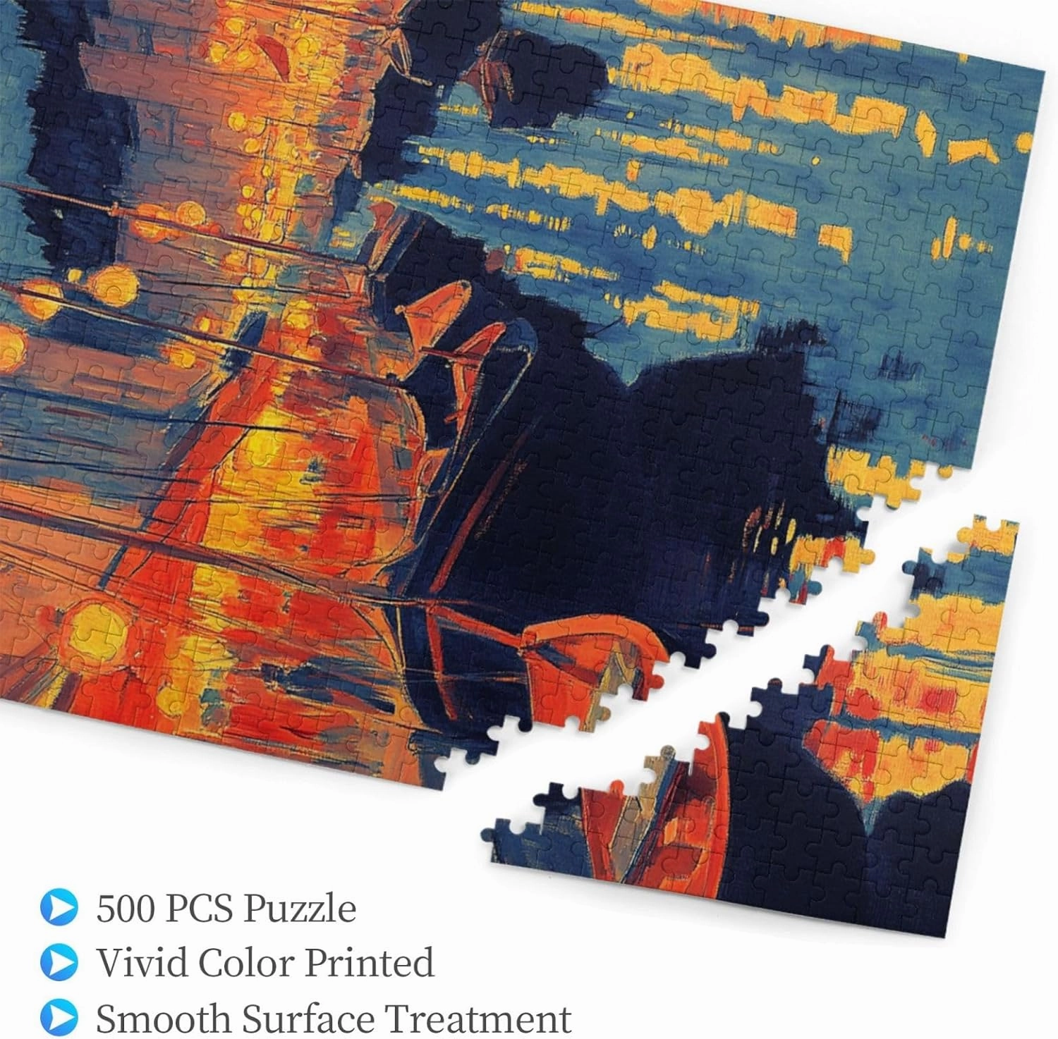 Urban Waterway Sailing Puzzle - 500 Piece Wooden Jigsaw for Adults,Challenging City River & Boat Landscape Art，Pieces Fit Together Perfectly,Enjoy Solving Process,Gifts fro Friends