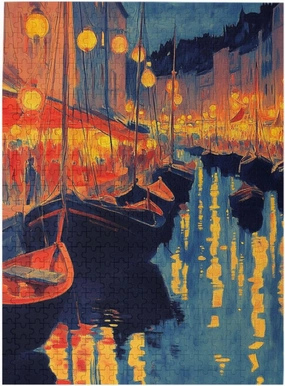 Urban Waterway Sailing Puzzle - 500 Piece Wooden Jigsaw for Adults,Challenging City River & Boat Landscape Art，Pieces Fit Together Perfectly,Enjoy Solving Process,Gifts fro Friends