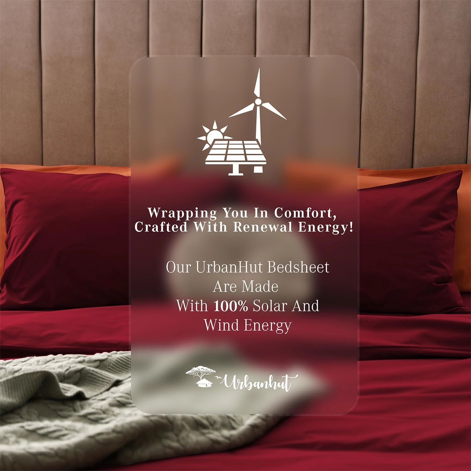 URBANHUT 1000 Thread Count California King Bed Sheets Egyptian Cotton Sheet Set, Long Staple Soft & Breathable, 4 Pc Bed Sheet Sets, Luxury Hotel Sateen Sheets Fits 16" Deep Pocket - Burgundy