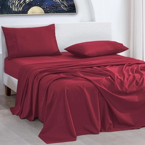 URBANHUT 1000 Thread Count California King Bed Sheets Egyptian Cotton Sheet Set, Long Staple Soft & Breathable, 4 Pc Bed Sheet Sets, Luxury Hotel Sateen Sheets Fits 16" Deep Pocket - Burgundy