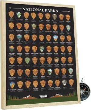 US National Parks Scratch Off Poster - National Park Gifts - National Park Map - National Park Posters - National Parks Scratch Off Travel Map - National Park Decor - National Park Wall Art 12”x16”