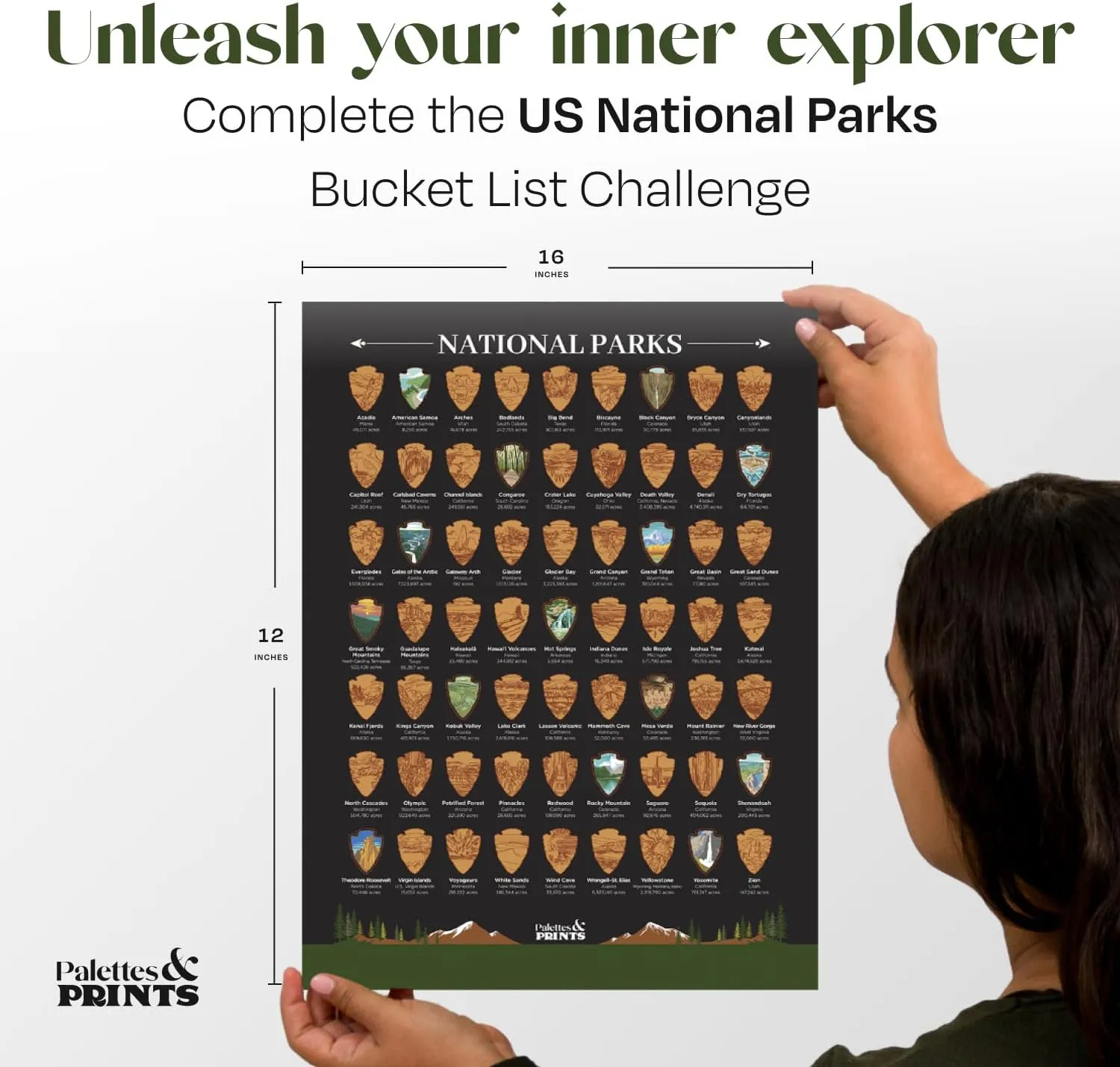 US National Parks Scratch Off Poster - National Park Gifts - National Park Map - National Park Posters - National Parks Scratch Off Travel Map - National Park Decor - National Park Wall Art 12”x16”