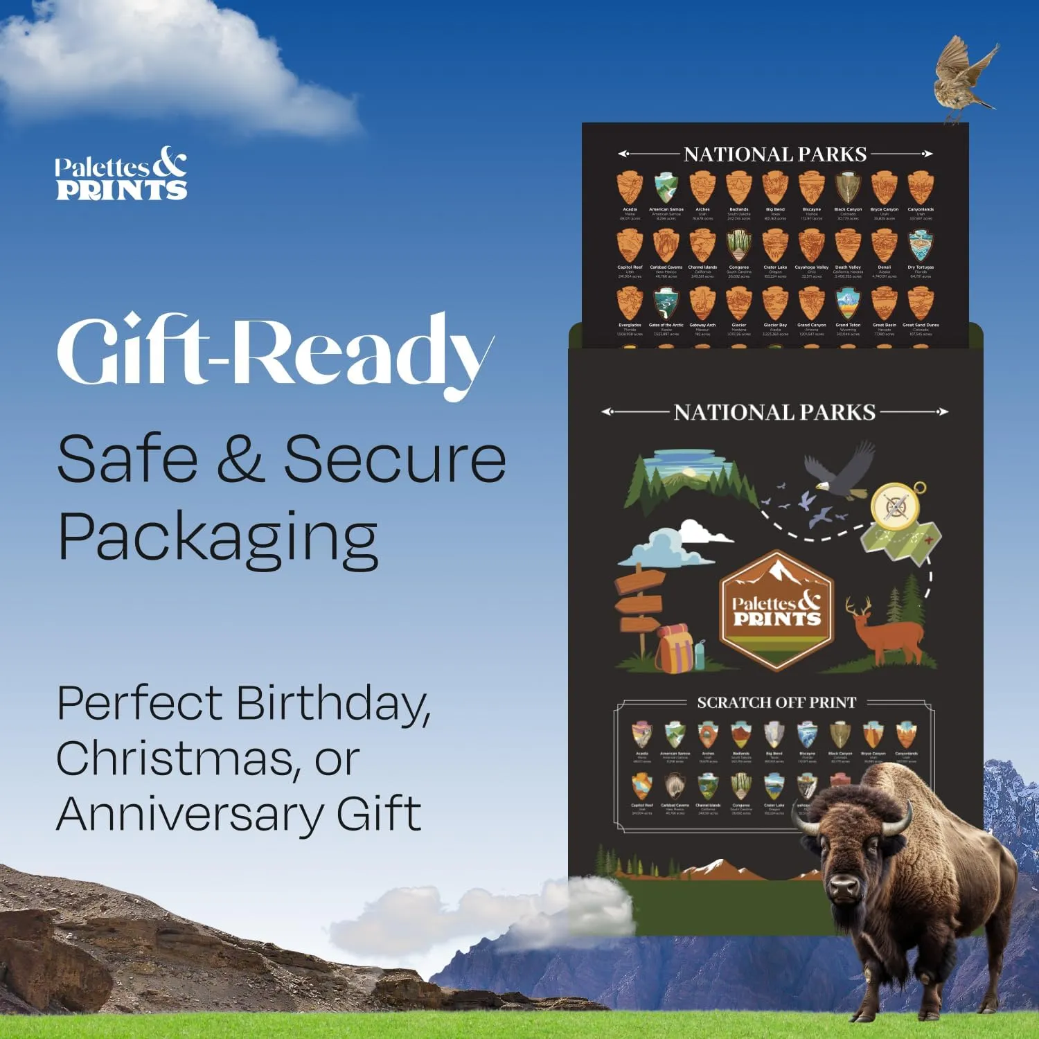 US National Parks Scratch Off Poster - National Park Gifts - National Park Map - National Park Posters - National Parks Scratch Off Travel Map - National Park Decor - National Park Wall Art 12”x16”