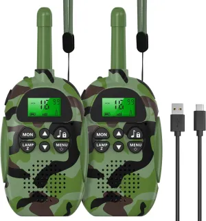 USHINING Walkie Talkie for Kids Rechargeable 22 Channel Kids Walkie Talkies for Boys Girls 2 Way Radio Walkie Talkies 3kms Long Range with Flashlight for Hiking,Xmas Birthday Gifts for Kids(2 Pack)