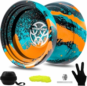 V22 Yoyo Professional Responsive Yoyo for Kids 8-12 or Above, Unresponsive Yoyos for Adults, Professional Yoyos with Yo yos Accessory Kit, 10 Yo-Yo Strings, Case & Glove - Black Blue Orange