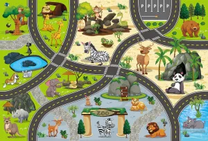 VANTIYAUS Zoo Playmat,Educational Animal Carpet Playmat, Activity mat