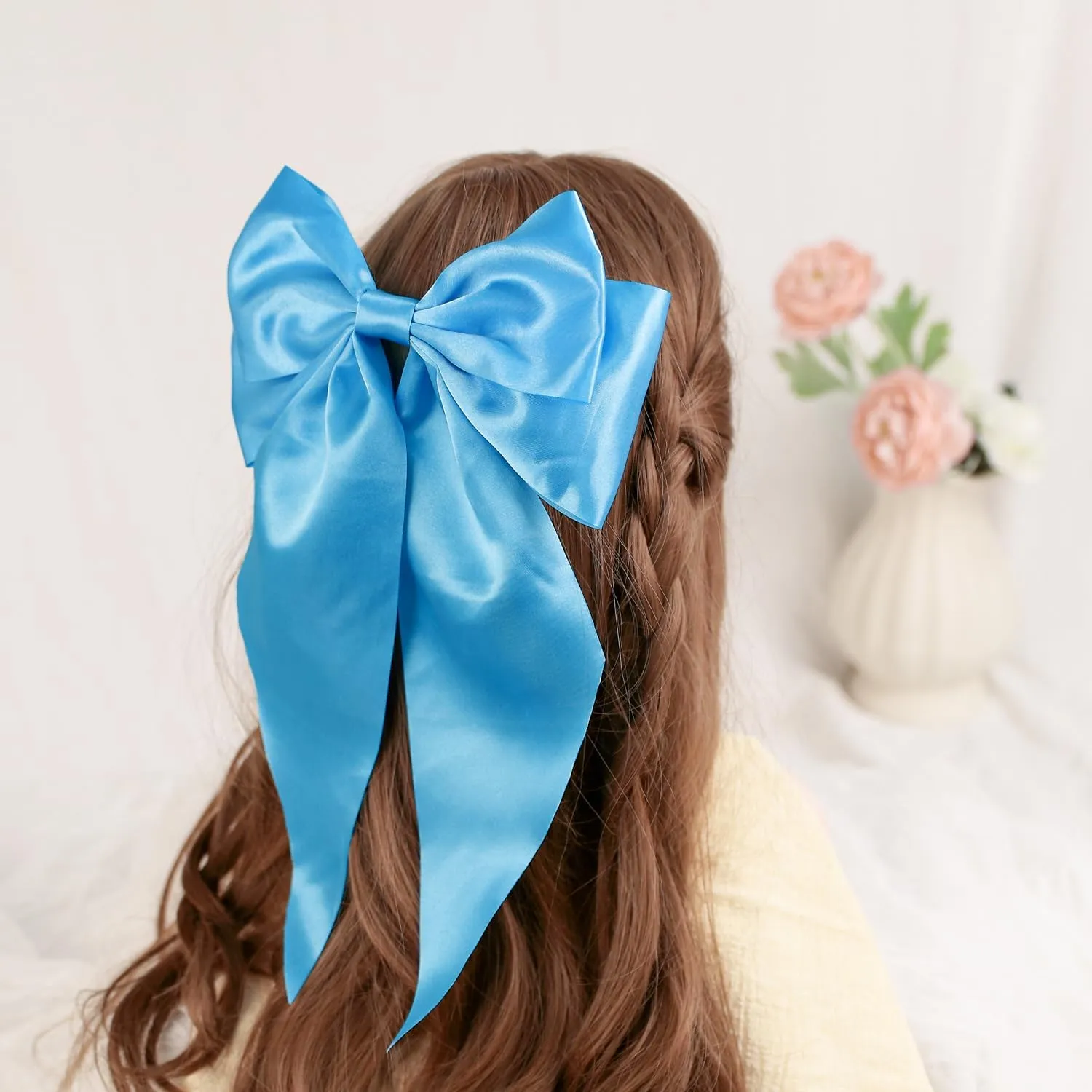 VATIN 4 Inch x 22 Yards Wide Baby Blue Satin Solid Ribbon for Grand Opening, Ceremony, Decoration