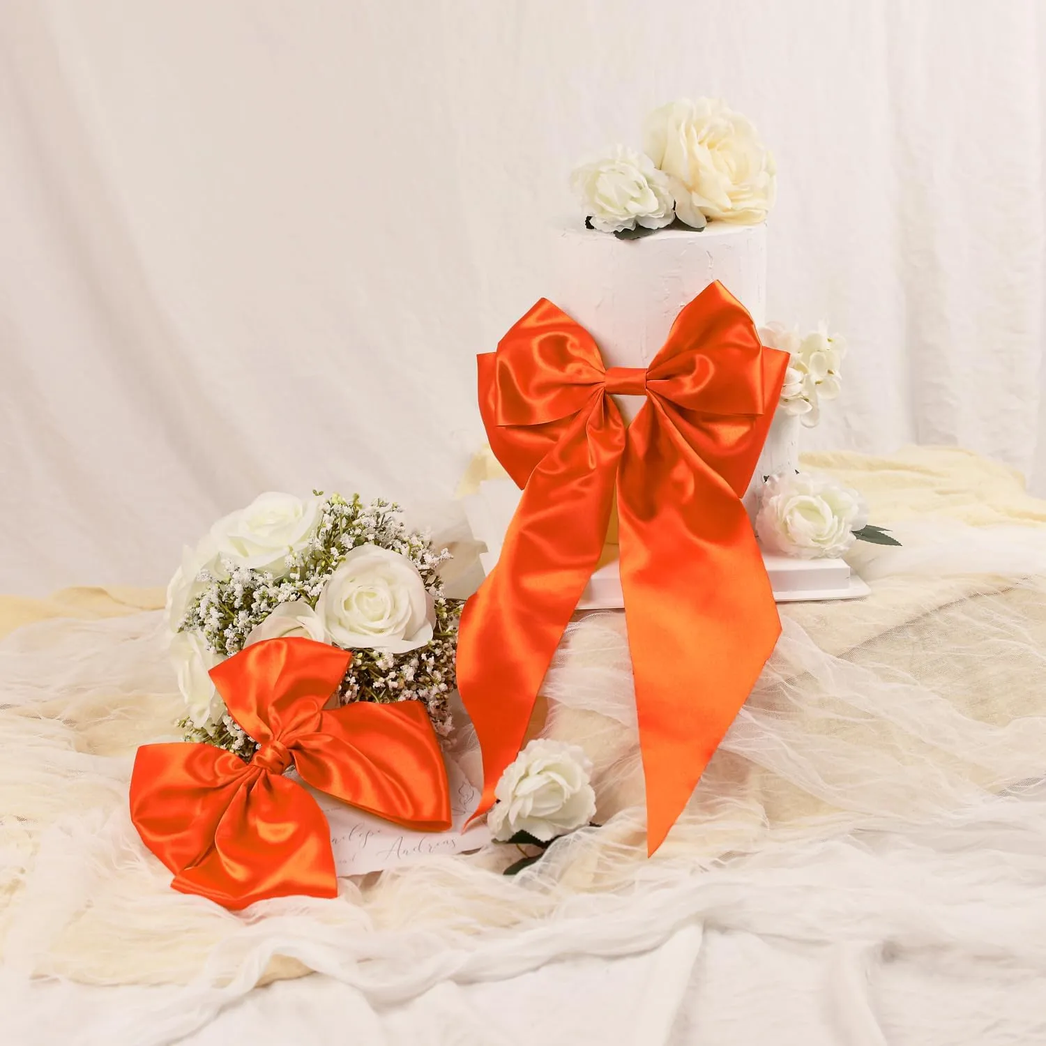 VATIN 4 Inch x 22 Yards Wide Orange Satin Solid Ribbon for Grand Opening, Ceremony, Party & Festival Decoration
