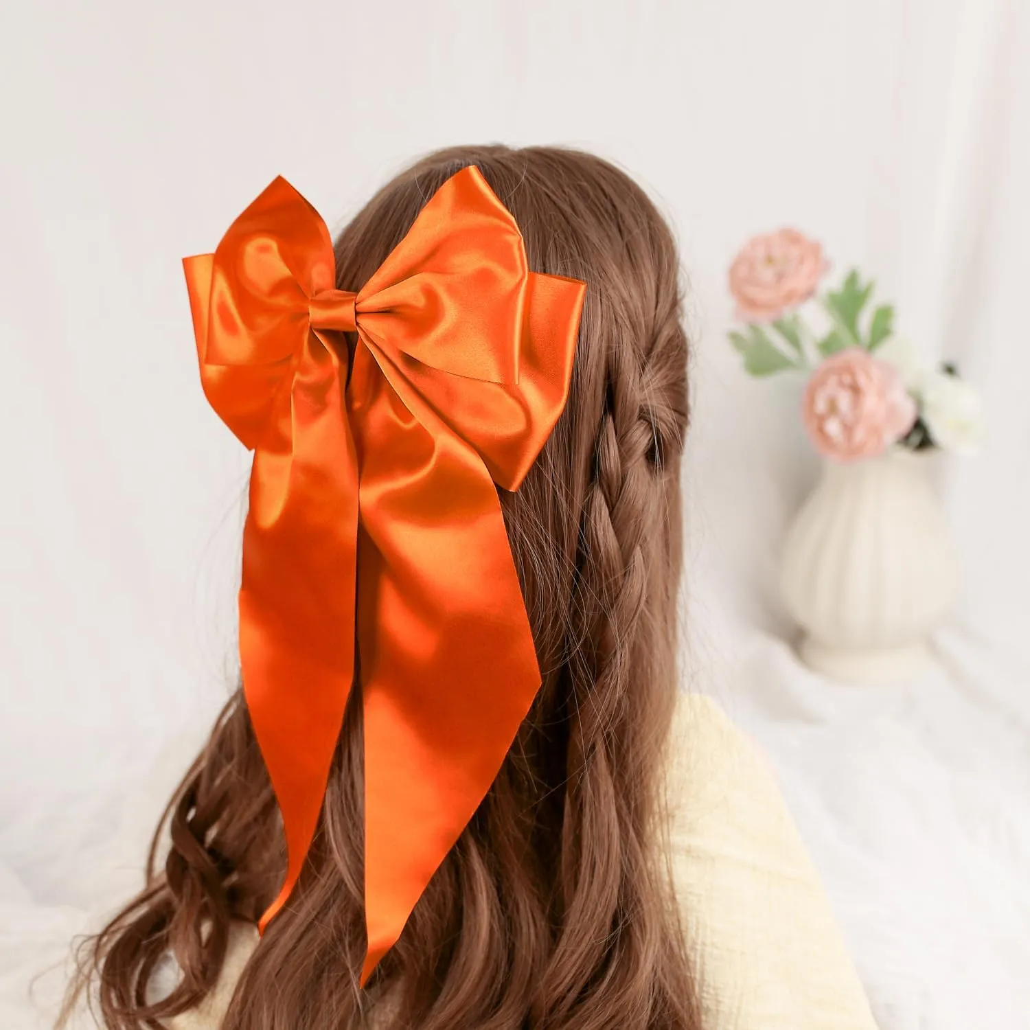 VATIN 4 Inch x 22 Yards Wide Orange Satin Solid Ribbon for Grand Opening, Ceremony, Party & Festival Decoration