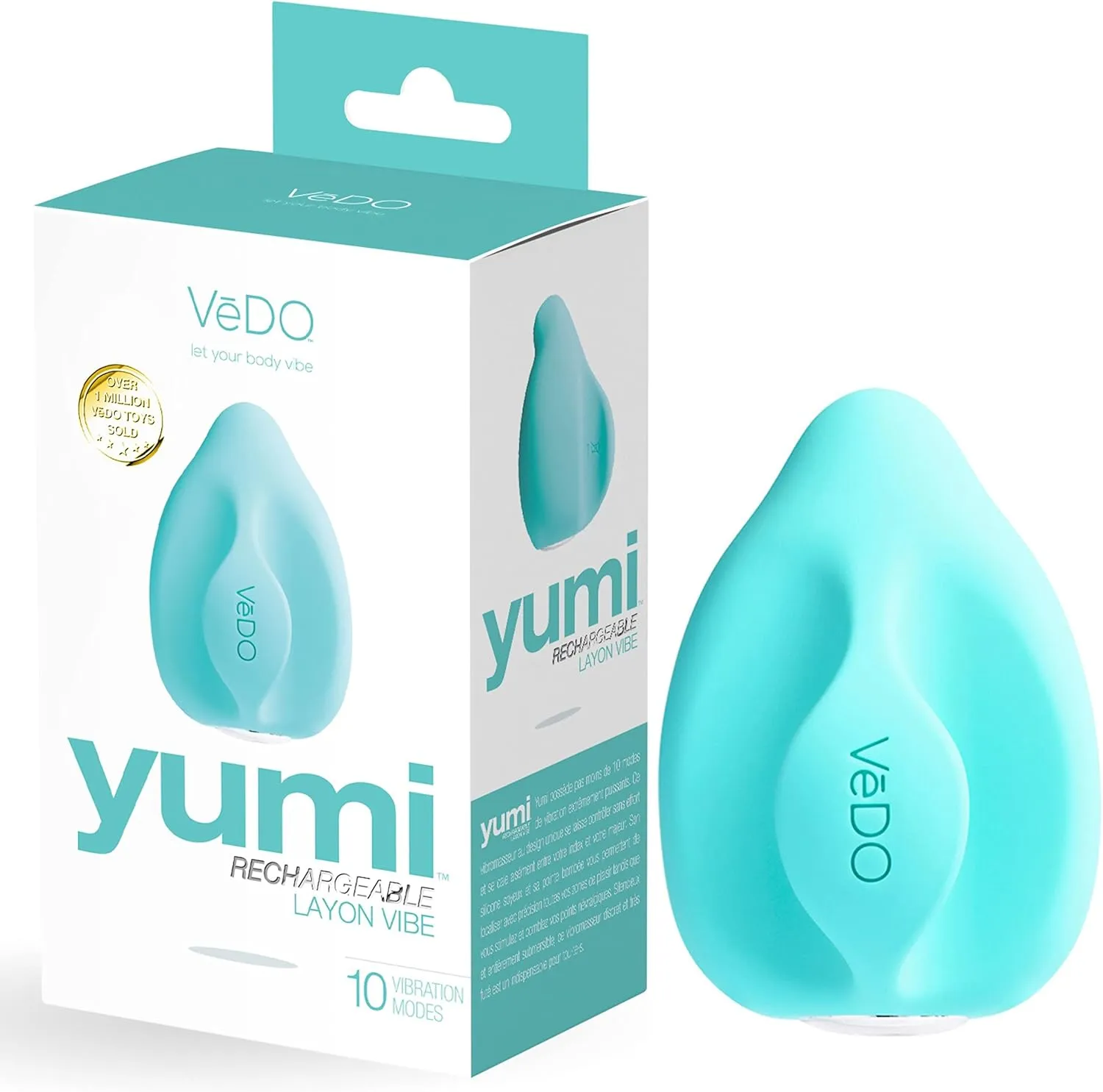 VeDO YUMI Clitoral Vibrator, Rechargeable Lay-On Adult Sex Toy for Women, Waterproof Finger Vibe, Easy Grip Handle (Turquoise)