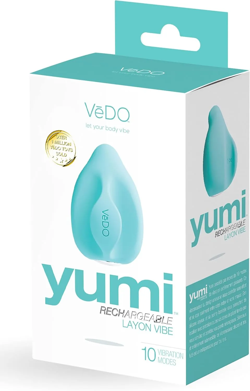 VeDO YUMI Clitoral Vibrator, Rechargeable Lay-On Adult Sex Toy for Women, Waterproof Finger Vibe, Easy Grip Handle (Turquoise)