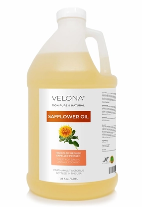 velona Safflower Oil 1 Gallon / 128 Fl Oz | 100% Pure and Natural Carrier Oil | Refined, Expeller Pressed | Cooking, Skin, Hair, Body & Face Moisturizing | Use Today - Enjoy Results