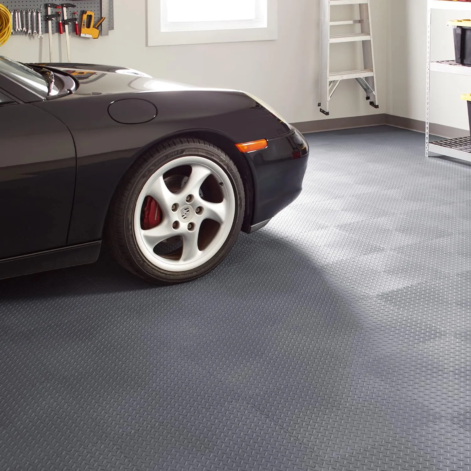 VERSATEX Garage Floor 18 x 18 inch Square Rubber Interlocking Floor Tiles for Home Gym, Garage Flooring, Trade Show Flooring, Basement Tiles