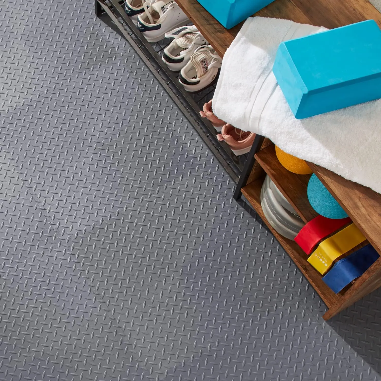 VERSATEX Garage Floor 18 x 18 inch Square Rubber Interlocking Floor Tiles for Home Gym, Garage Flooring, Trade Show Flooring, Basement Tiles