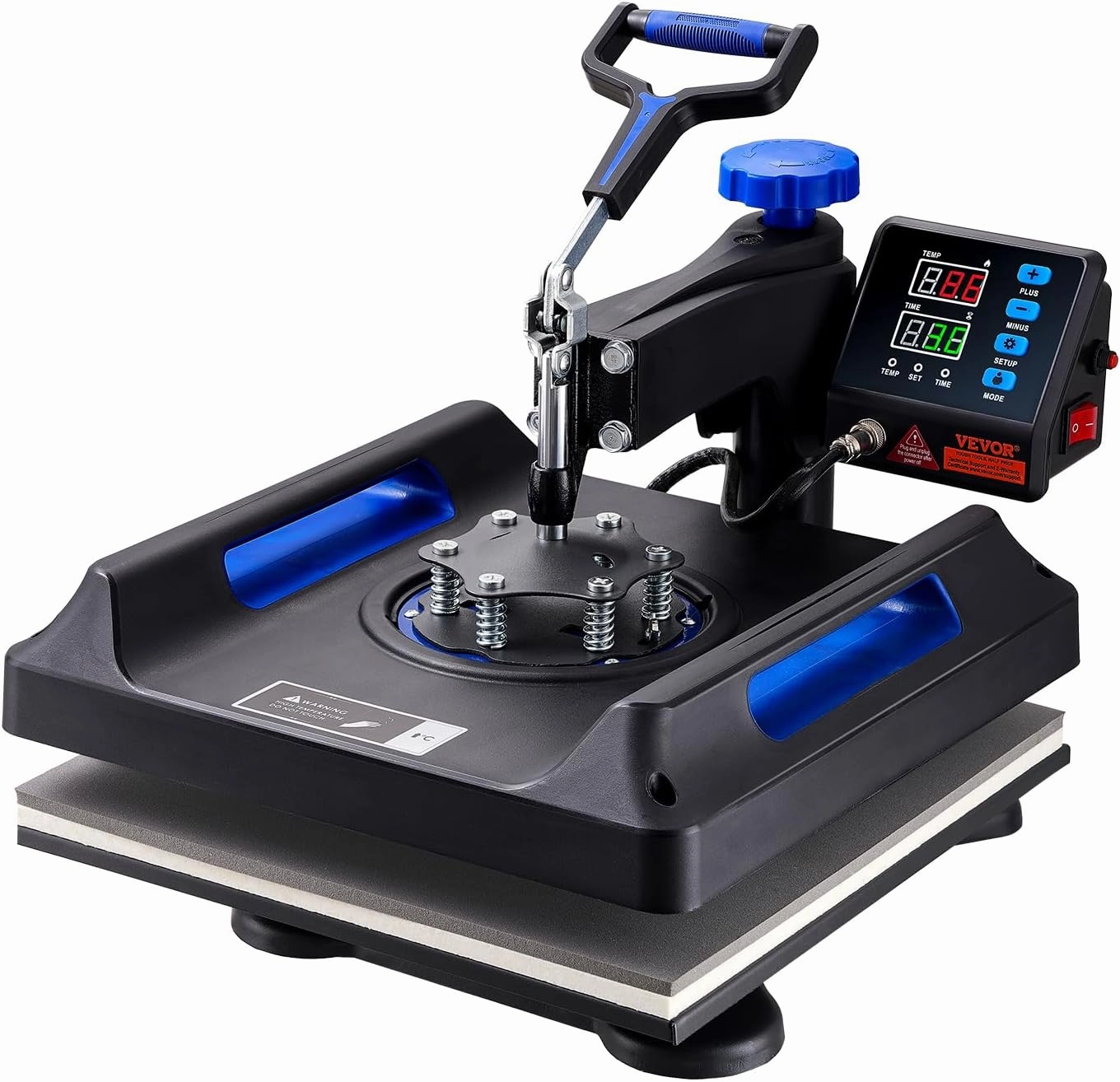VEVOR 5 in 1 Heat Press-15x15 Inch Heat Press Machine with Tumbler Press Hat Press,360° Rotation Swing-Away Digital Control Multifunction for T-Shirts, Tumblers,Mugs,Hats, Plates