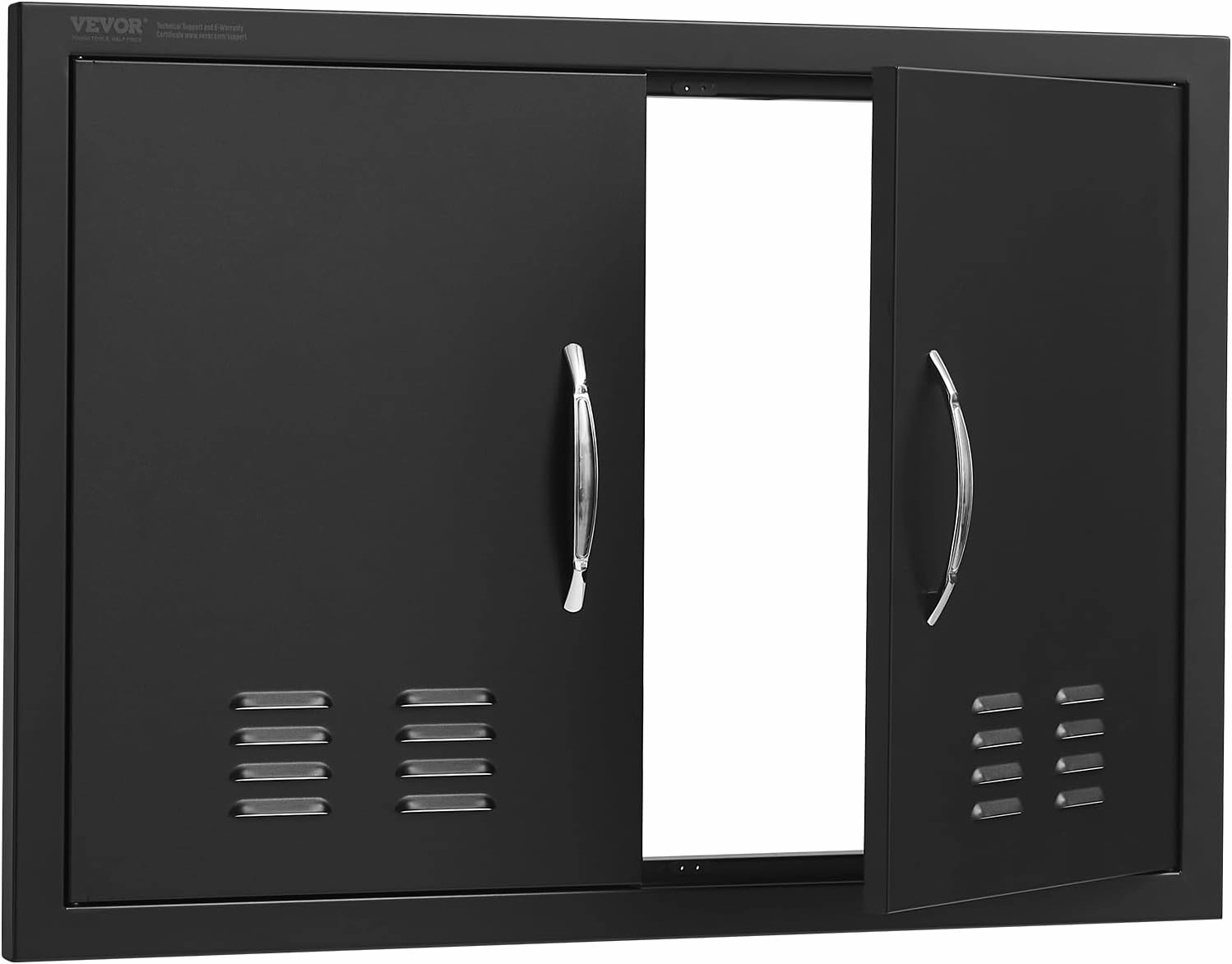 VEVOR BBQ Access Door, 30W x 21H Inch Double Outdoor Kitchen Door, Cold Plate Flush Mount Door, Wall Vertical Door with Handles and Ventss, for BBQ Island, Grilling Station, Outside Cabinet
