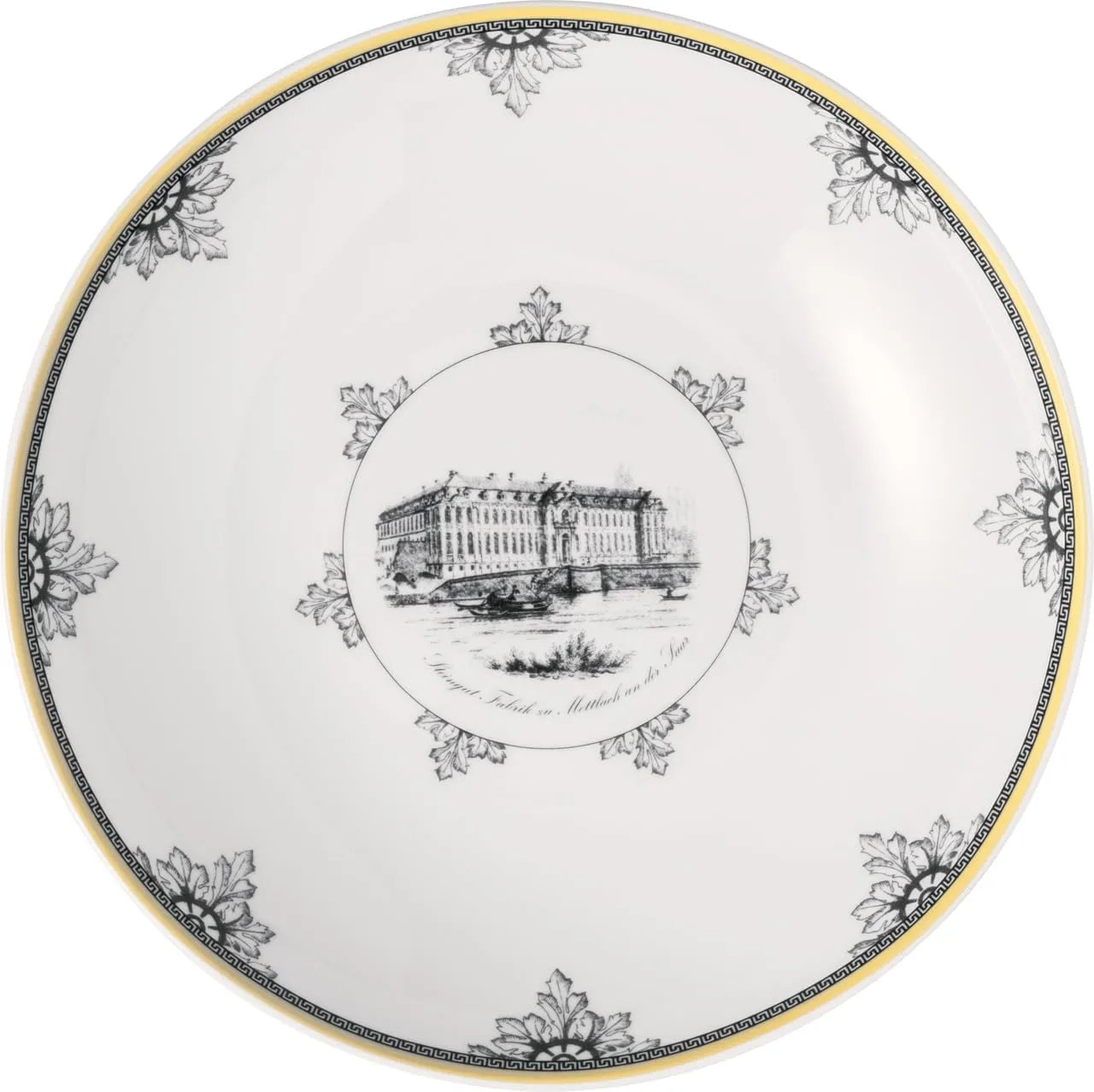 Villeroy & Boch Audun Maison Individual Pasta Bowl, Premium Porcelain, Made in Germany, 40 oz Capacity, White/Yellow/Gray