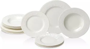 Villeroy & Boch Cellini 12-Piece Dinnerware Set, Premium Porcelain, Made in Germany, White