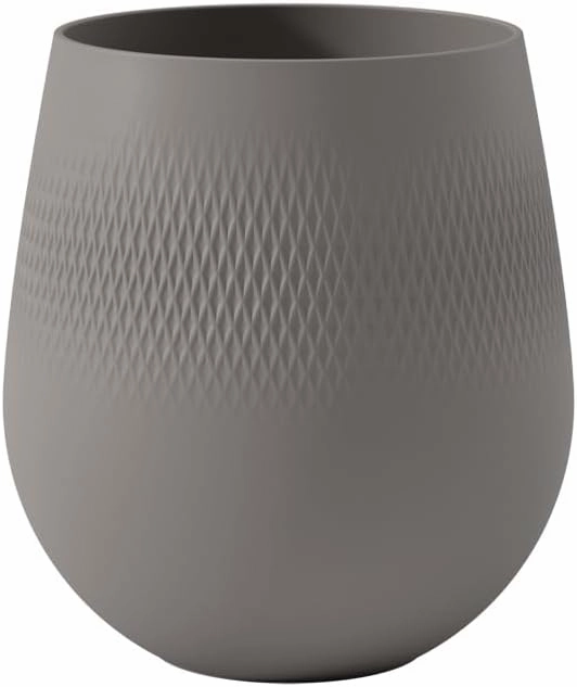 Villeroy & Boch - Manufacture Collier Taupe, Large Vase Carré, 23 cm, Premium Porcelain, Taupe