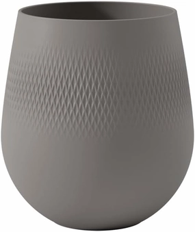 Villeroy & Boch - Manufacture Collier Taupe, Large Vase Carré, 23 cm, Premium Porcelain, Taupe