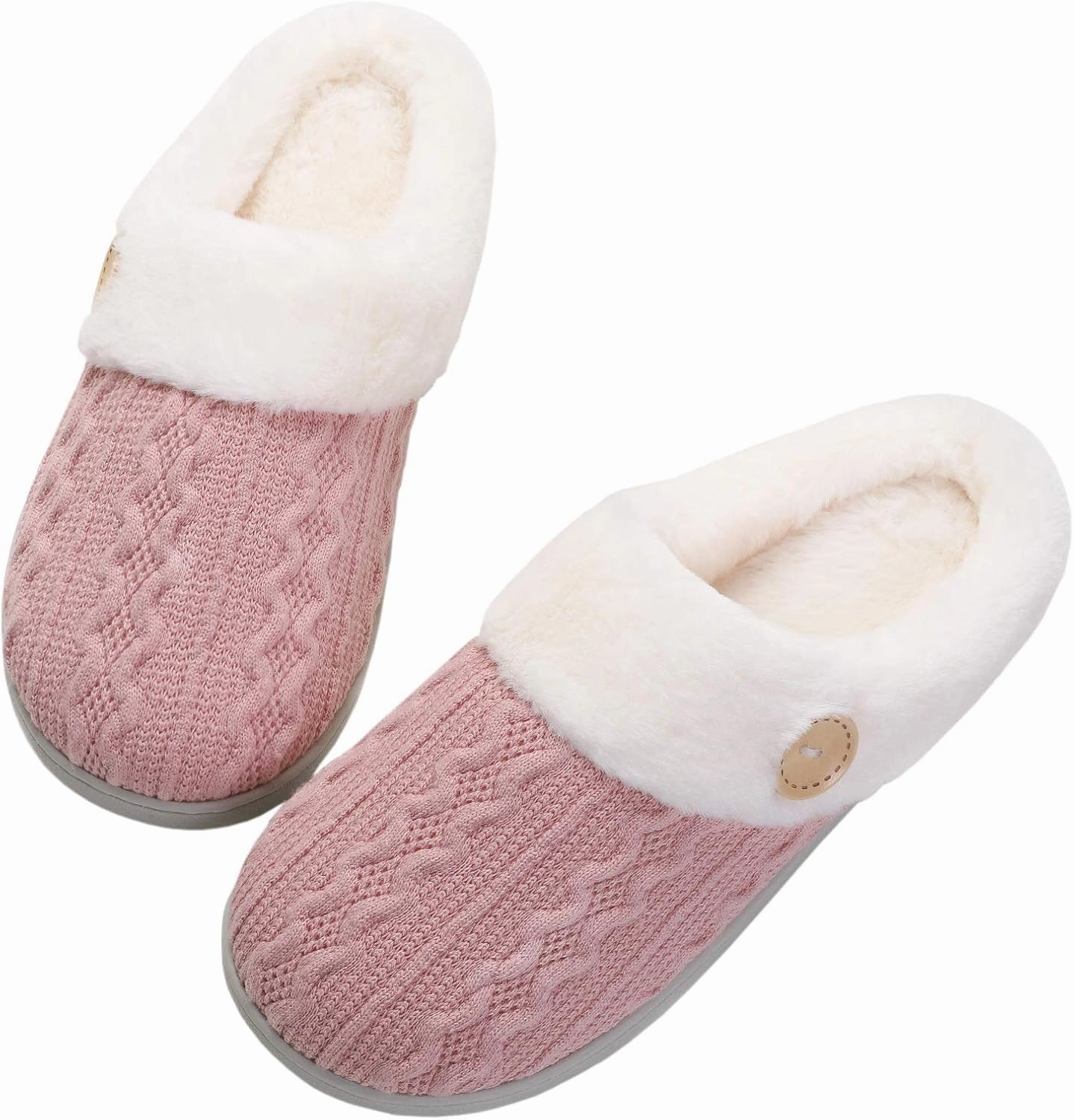 Vonluxe Women's Fuzzy House Slippers Comfy Memory Foam Bedroom Slippers Warm Slip On Light Shoes Outdoor Indoor Faux Fur Lined