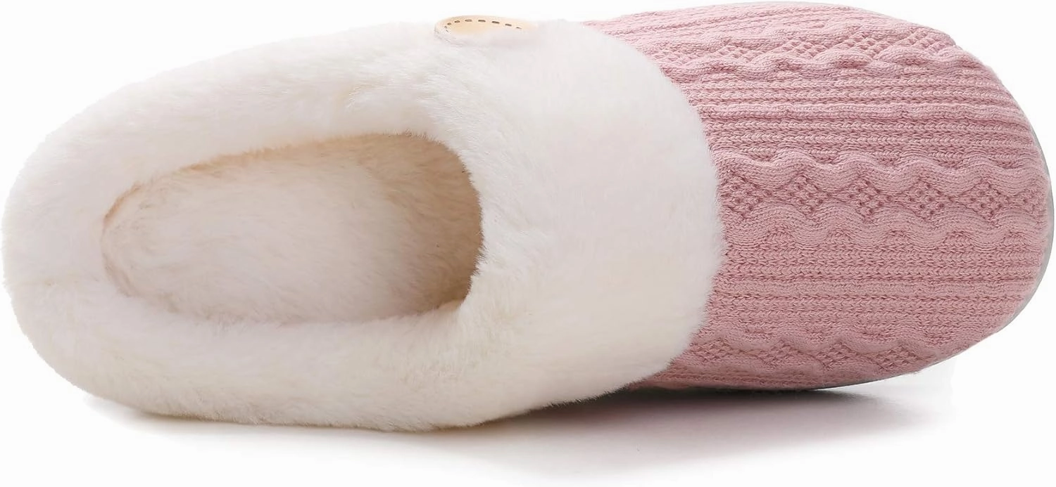 Vonluxe Women's Fuzzy House Slippers Comfy Memory Foam Bedroom Slippers Warm Slip On Light Shoes Outdoor Indoor Faux Fur Lined