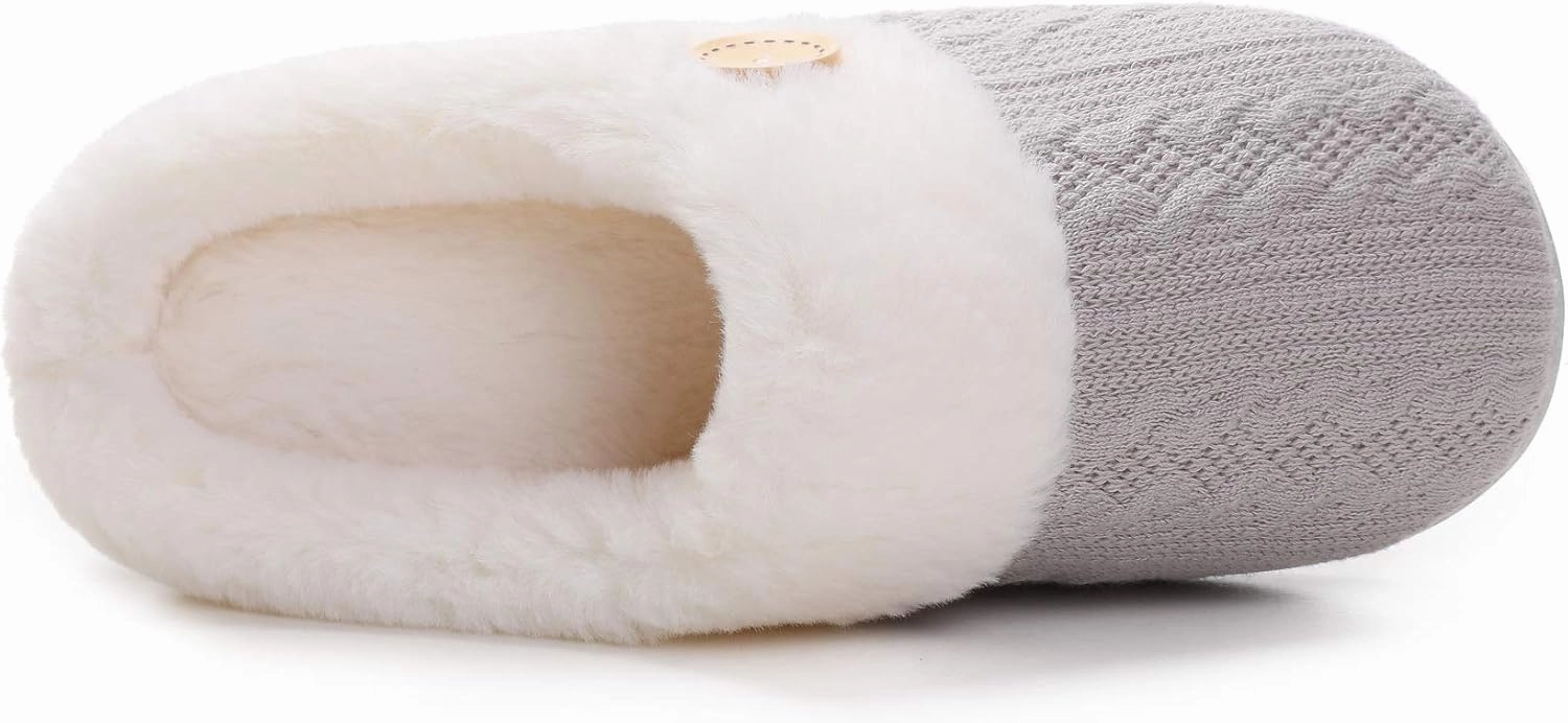 Vonluxe Women's Fuzzy House Slippers Comfy Memory Foam Bedroom Slippers Warm Slip On Light Shoes Outdoor Indoor Faux Fur Lined