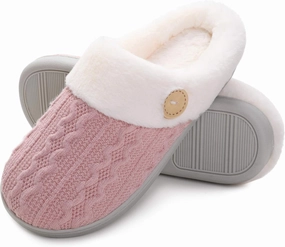 Vonluxe Women's Fuzzy House Slippers Comfy Memory Foam Bedroom Slippers Warm Slip On Light Shoes Outdoor Indoor Faux Fur Lined