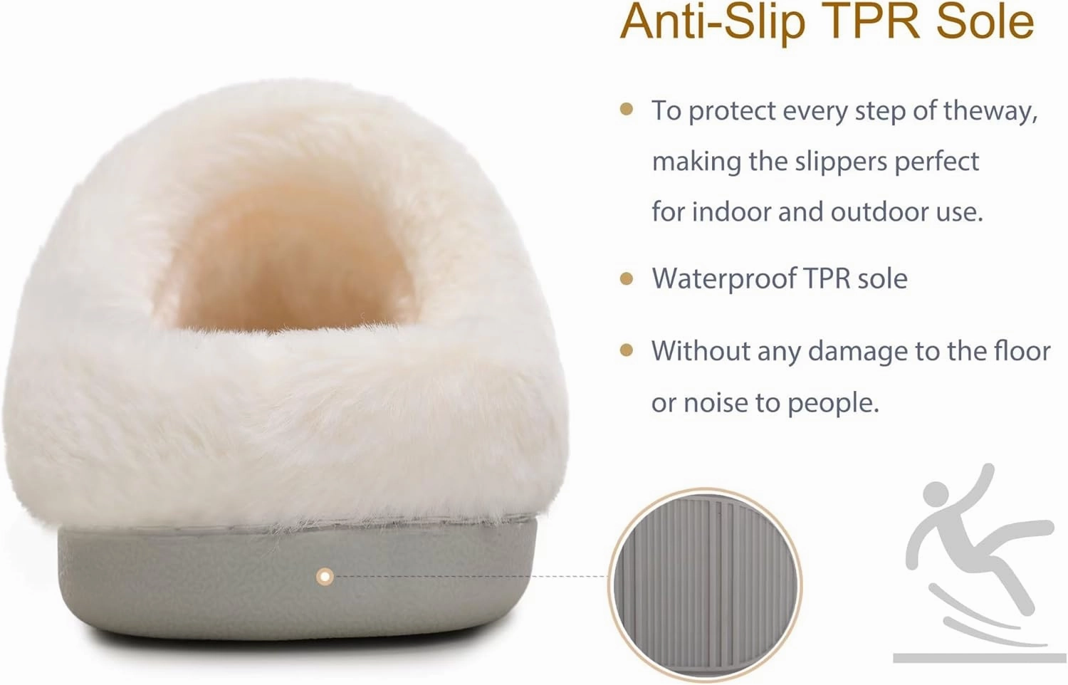Vonluxe Women's Fuzzy House Slippers Comfy Memory Foam Bedroom Slippers Warm Slip On Light Shoes Outdoor Indoor Faux Fur Lined