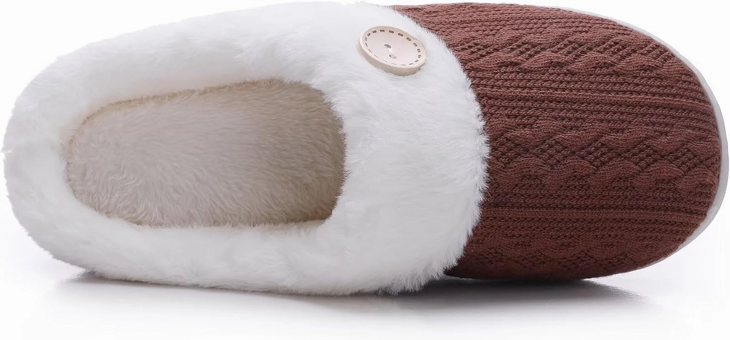 Vonluxe Women's Fuzzy House Slippers Comfy Memory Foam Bedroom Slippers Warm Slip On Light Shoes Outdoor Indoor Faux Fur Lined
