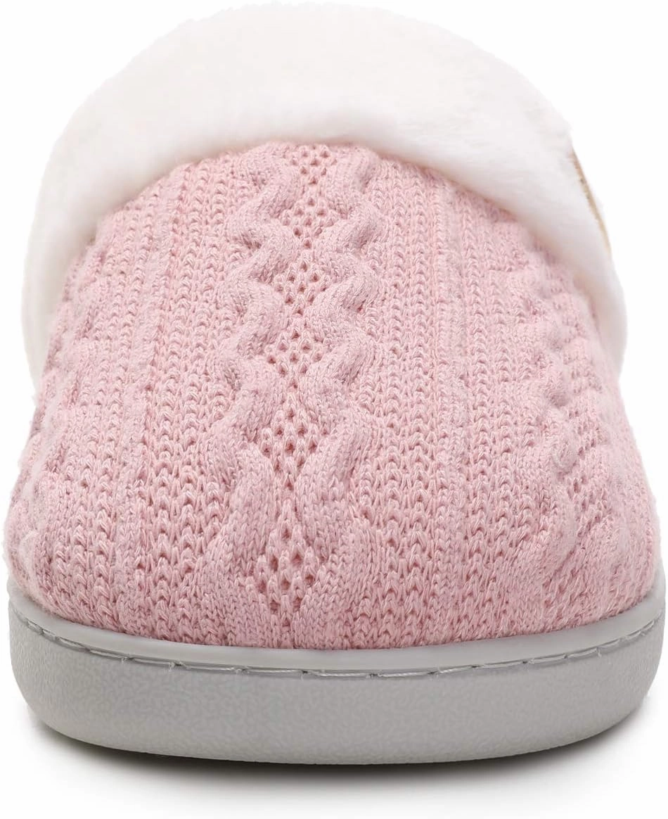 Vonluxe Women's Fuzzy House Slippers Comfy Memory Foam Bedroom Slippers Warm Slip On Light Shoes Outdoor Indoor Faux Fur Lined