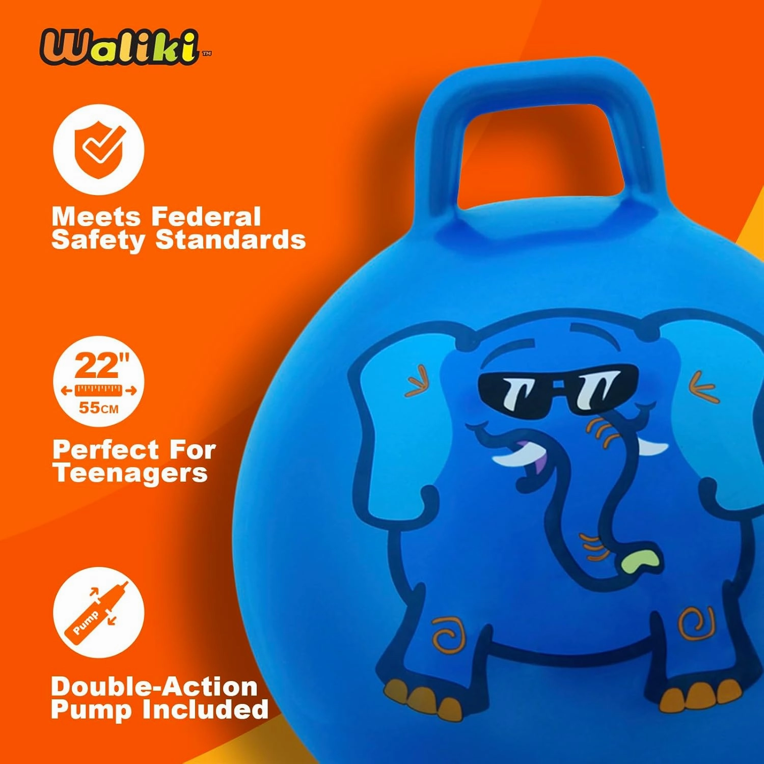 WALIKI TOYS Blue Jumping hopper Hop Ball, Ages 10-12 (for teenagers)
