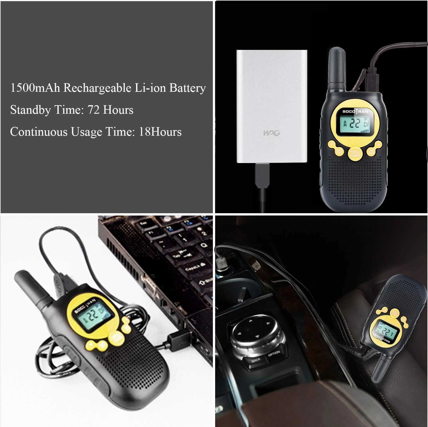 Walkie Talkies for Adults Rechargeable Two Way Radio 5 Miles Long Range with Flashlight 22CH 0.5W Easy to Use Yellow FRS License Free Radios,Camping Accessoies Walkie for Family Outdoor Activities