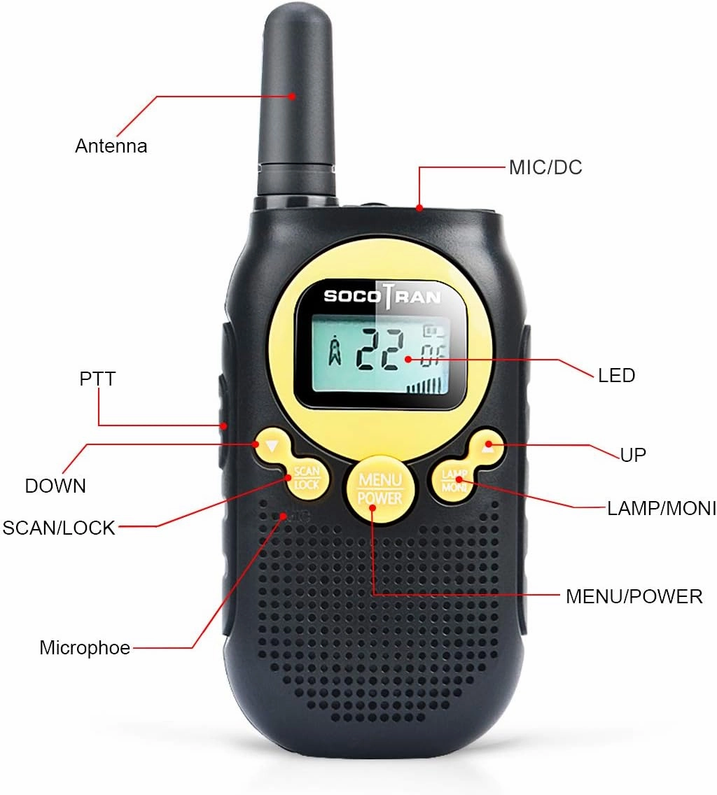Walkie Talkies for Adults Rechargeable Two Way Radio 5 Miles Long Range with Flashlight 22CH 0.5W Easy to Use Yellow FRS License Free Radios,Camping Accessoies Walkie for Family Outdoor Activities