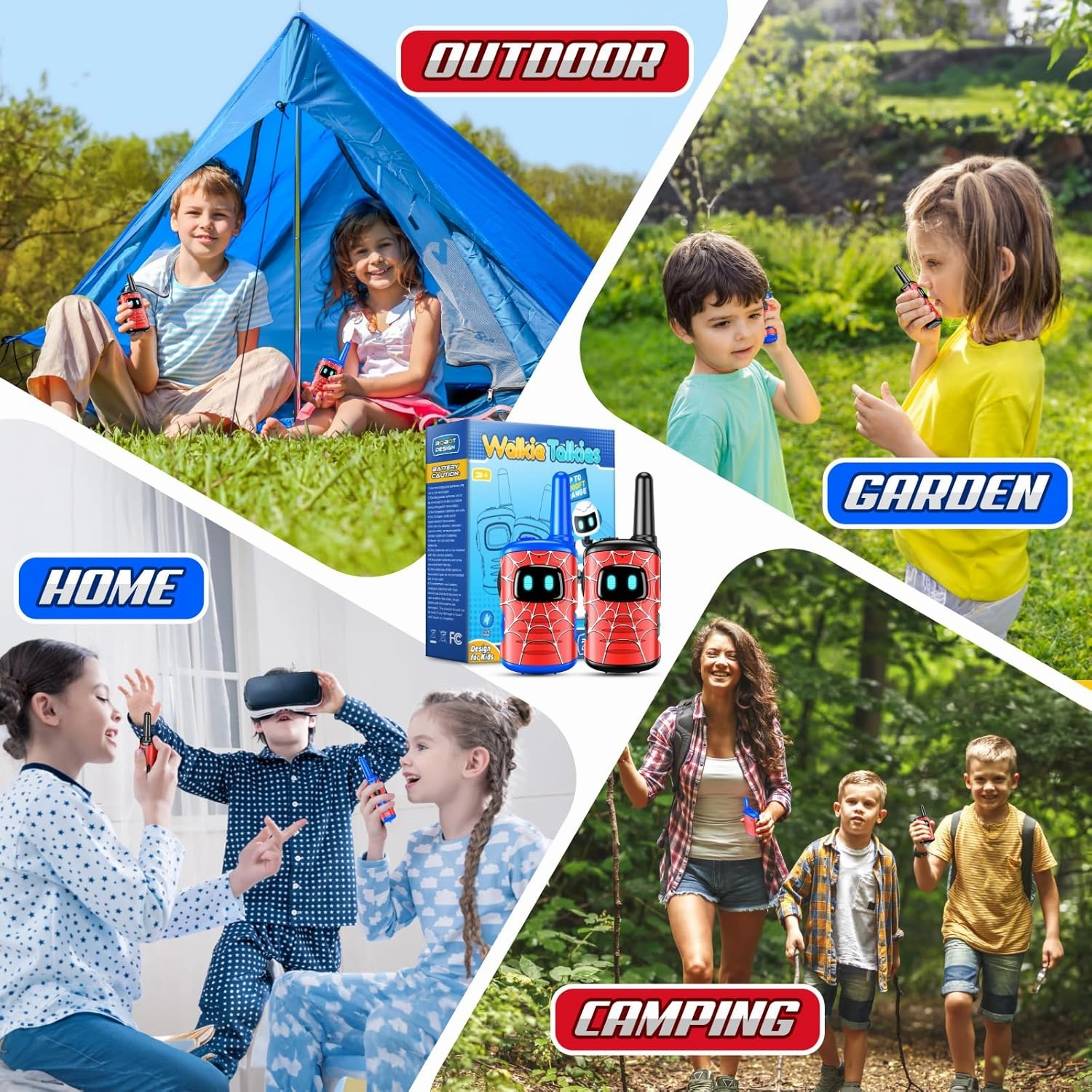 Walkie Talkies for Kids Boys Rechargeable: 2 Pack Kids Walkie Talkies Outdoor Toys for 3 4 5 6 7 8 Year Old Boys Birthday Gifts Age 3-8 Year Old Gift Ideas Hiking Camping
