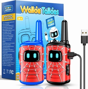 Walkie Talkies for Kids Boys Rechargeable: 2 Pack Kids Walkie Talkies Outdoor Toys for 3 4 5 6 7 8 Year Old Boys Birthday Gifts Age 3-8 Year Old Gift Ideas Hiking Camping