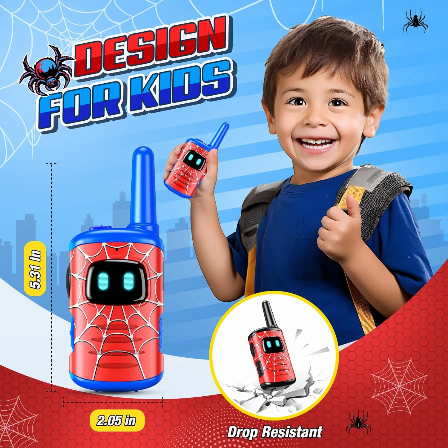 Walkie Talkies for Kids Boys Rechargeable: 2 Pack Kids Walkie Talkies Outdoor Toys for 3 4 5 6 7 8 Year Old Boys Birthday Gifts Age 3-8 Year Old Gift Ideas Hiking Camping