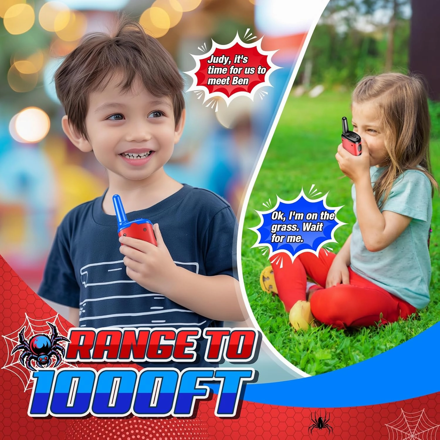 Walkie Talkies for Kids Boys Rechargeable: 2 Pack Kids Walkie Talkies Outdoor Toys for 3 4 5 6 7 8 Year Old Boys Birthday Gifts Age 3-8 Year Old Gift Ideas Hiking Camping