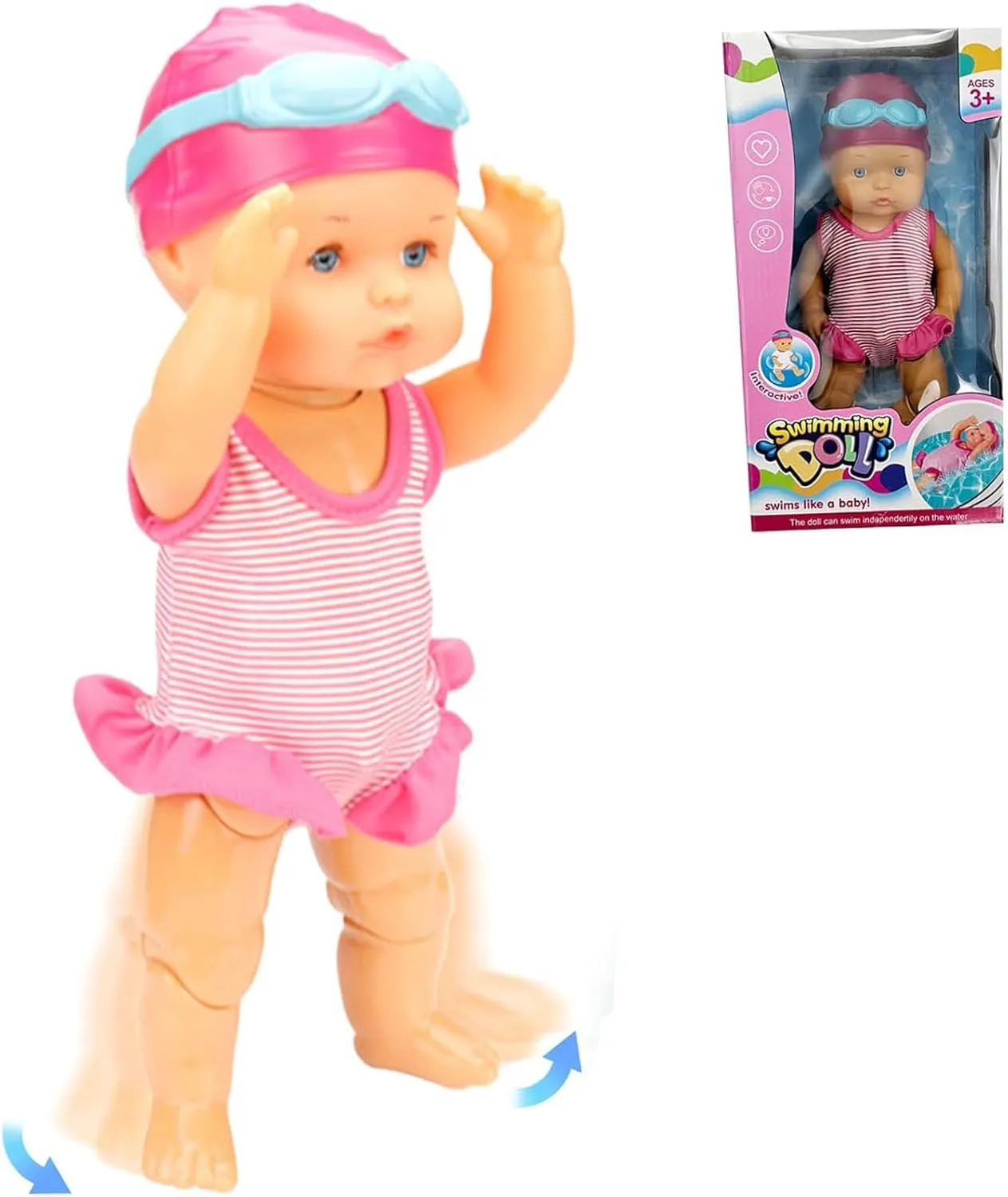 Waterproof Swimming Baby Doll for Pool with Movable Joints, Battery-Powered for Realistic Swimming Action, Swimming Dolls for Pool, Bathtub, Beach & Gift for Kids