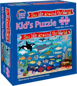 Waypoint Geographic Sea Life Around The World 100-Piece Jigsaw Puzzle, Puzzles for Kids, Jigsaw Puzzles for Endless Fun, Educational Puzzles for Personalized Gifts, 13" x 19"