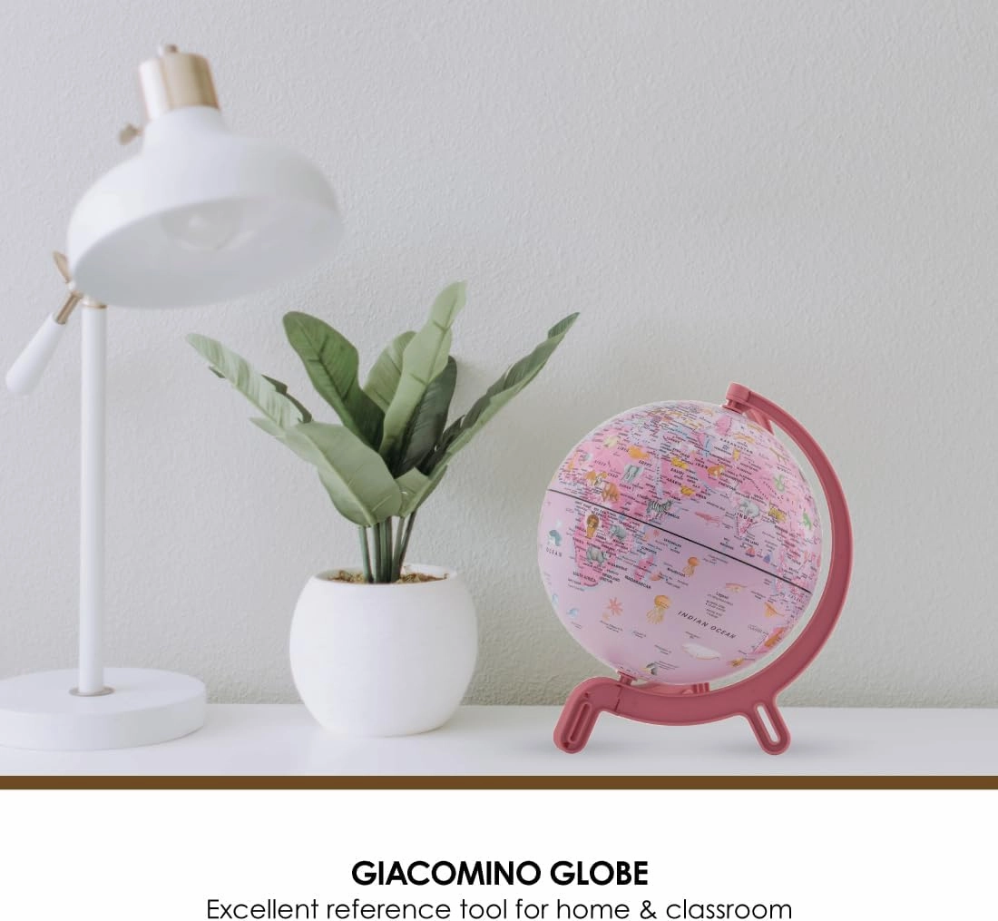 Waypoint Geographic Giacomino Kids Pink Animals 6-inch Globe, Up to Date Miniature Globe for Kids (Pink)