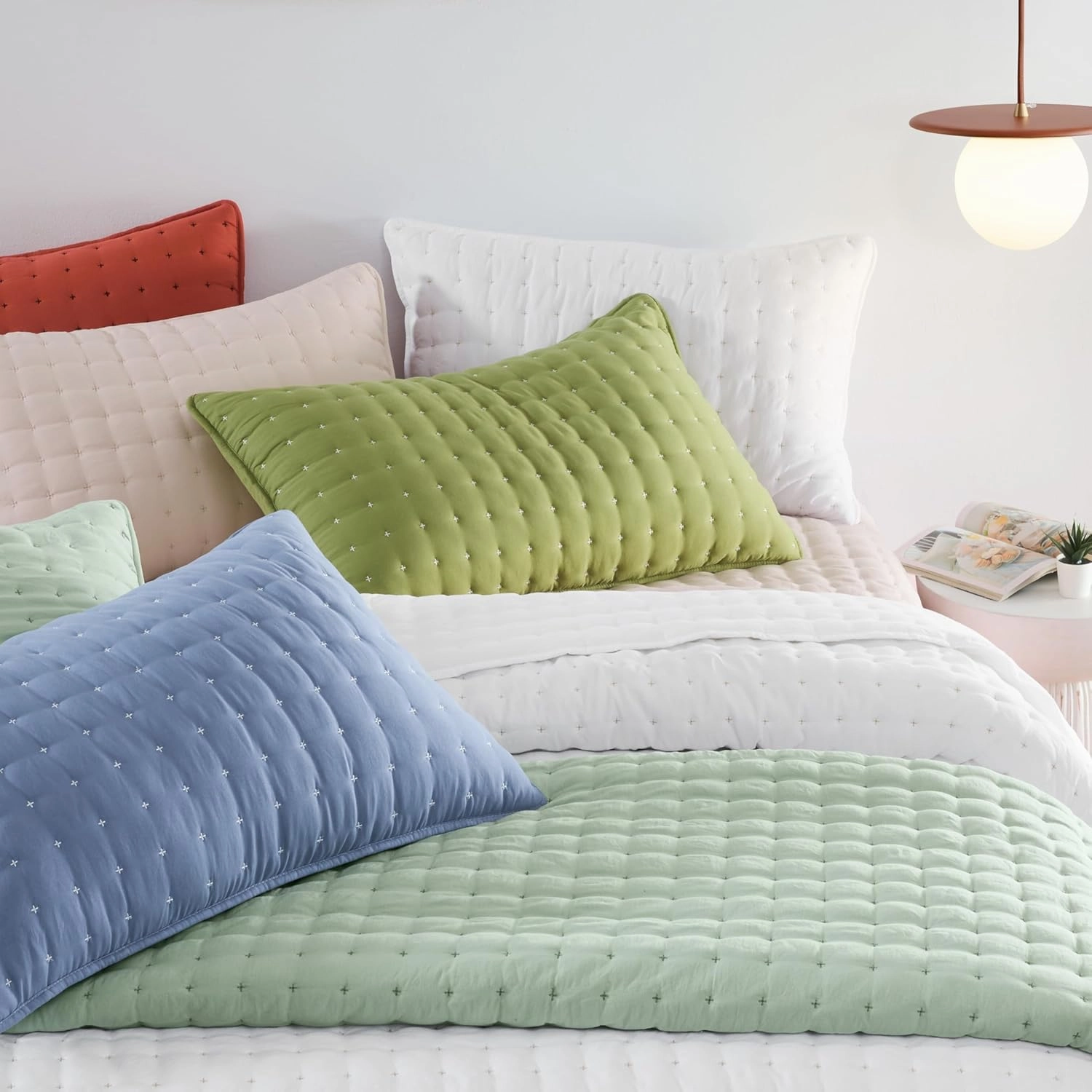 WDCOZY Beige King Size Quilt Bedding Sets with Pillow Shams, Tan Cream Lightweight Bedspread Coverlet, Quilted Blanket Thin Comforter Bed Cover, All Season Summer Spring, 3 Pieces, 104x90 inches