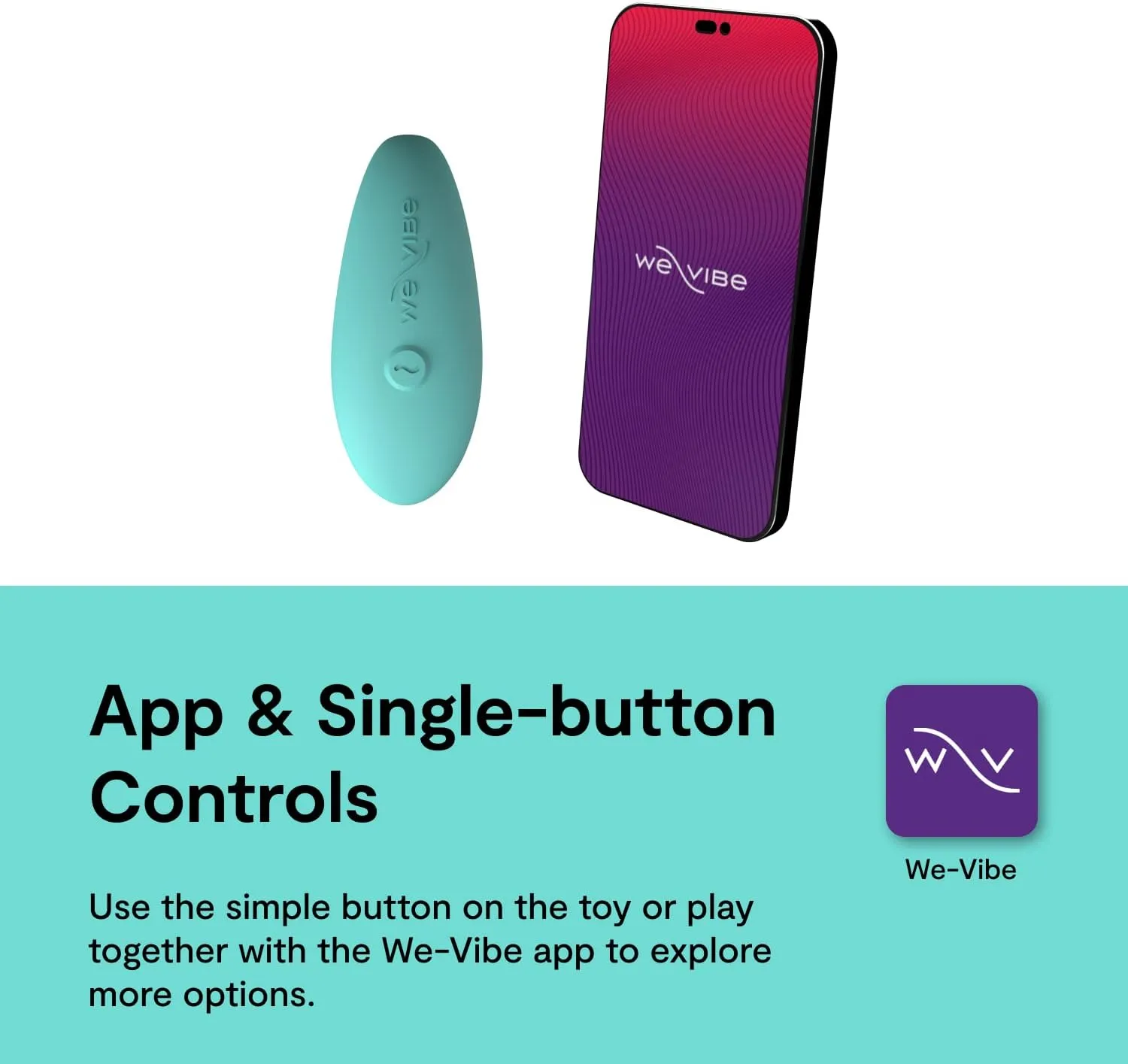We-Vibe Sync Lite Couples Vibrator | Wearable App Control Vibrating Adult Sex Toy | G Spot & Clitoral Stimulator | Dual Stimulation with 10 Speeds | Adults Sex Toys for Couples | Rechargeable | Aqua