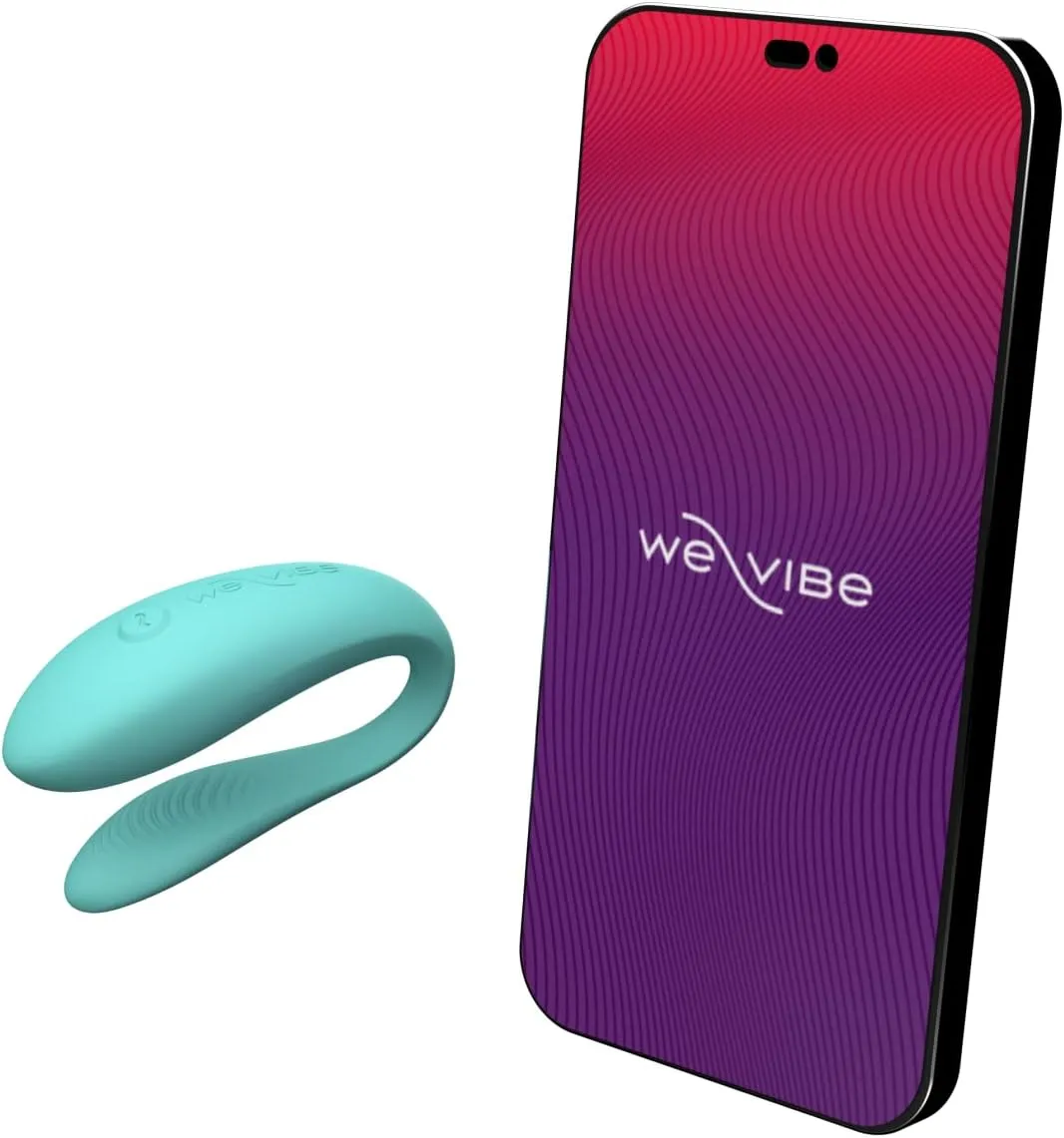 We-Vibe Sync Lite Couples Vibrator | Wearable App Control Vibrating Adult Sex Toy | G Spot & Clitoral Stimulator | Dual Stimulation with 10 Speeds | Adults Sex Toys for Couples | Rechargeable | Aqua