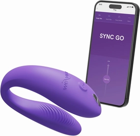We-Vibe Sync Go Couples Vibrator with Travel Case | Wearable Vibrating Couples Adult Sex Toy | App Controlled G Spot & Clitoris Stimulator | Dual Stimulation with 10 Speeds | Rechargeable | Purple
