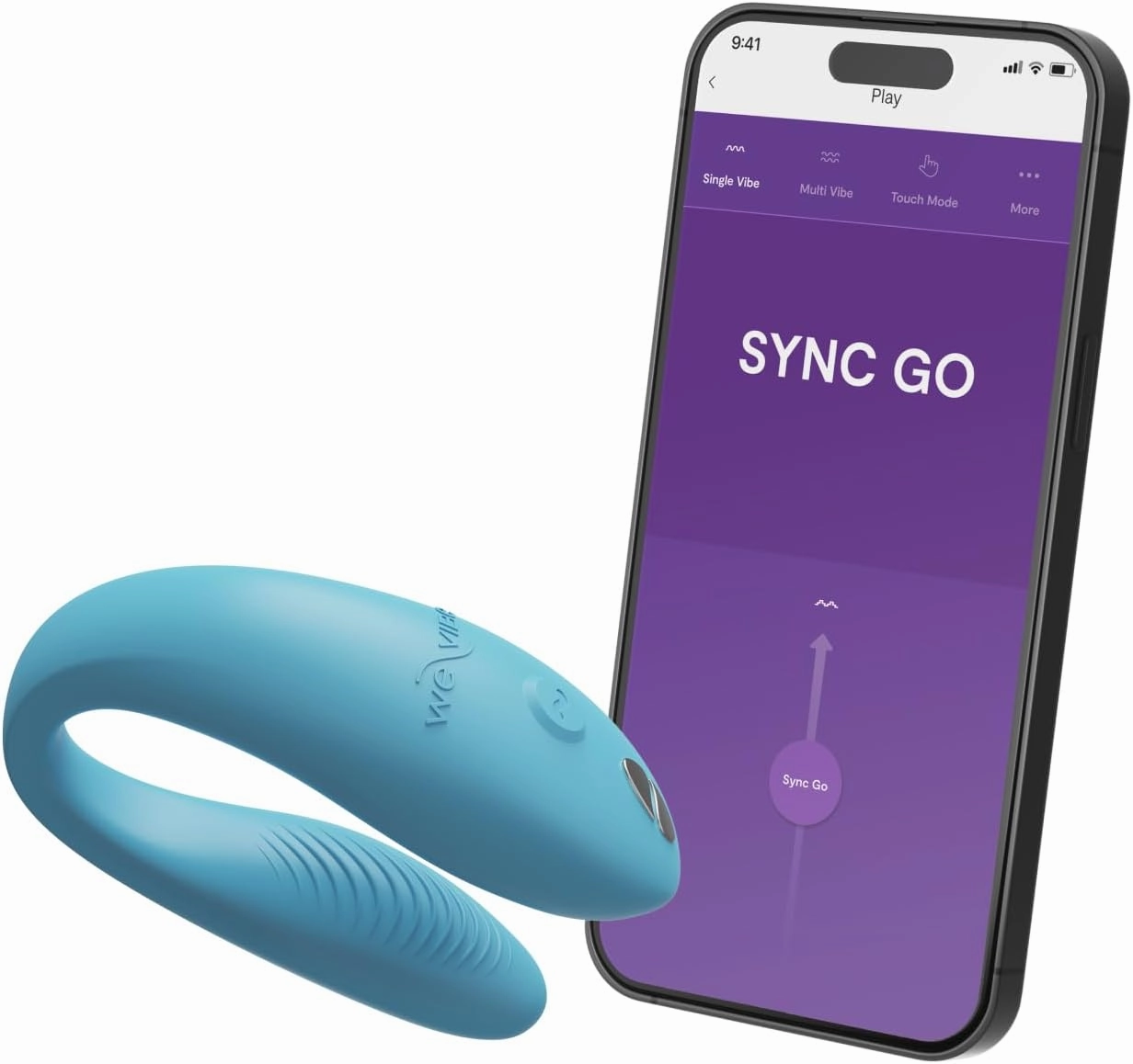 We-Vibe Sync Go Couples Vibrator with Travel Case | Wearable Vibrating Couples Adult Sex Toy | App Controlled G Spot & Clitoris Stimulator | Dual Stimulation with 10 Speeds | Rechargeable | Turquoise