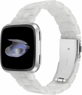 Wearlizer Resin Band Compatible with Fitbit Versa/Versa 2 Bands for Women Men Lightweight Bracelet Replacement Wristband Strap for Smartwatch, Pearl White