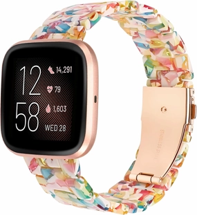 Wearlizer Resin Band Compatible with Fitbit Versa/Versa 2, Lightweight Bracelet Replacement Wristband Strap for Women/Men Smartwatch, Yellow Flower