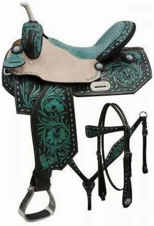 Western Barrel Racing Horse Saddles Trail Equestrian Horse Saddle Classic Quality Premium Leather Comfort for Horse Riding Size:10-18 inches Seat Available, BRL06